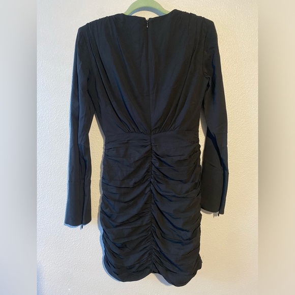 MARIANA WRAP-EFFECT RUCHED JERSEY MINI DRESS IN BLACK - Picture 6 of 8